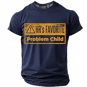 HR's Favorite Problem Child Human Resources Joke Office Humor Men's Funny Sarcastic Vintage T Shirt Graphic Crew Neck Short Sleeve Gift for Coworker Workplace