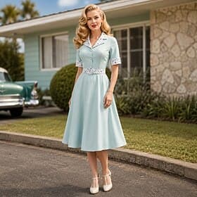 1950s Retro Vintage Tea Length Dress Swing Dress Flare Dress Short Sleeves Solid Color Fit  Flare Fancy Dress Women's Valentine's Day Tea Party Casual Daily Ad