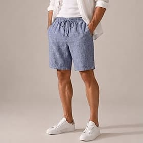 Men's 100% Linen Drawstring Shorts