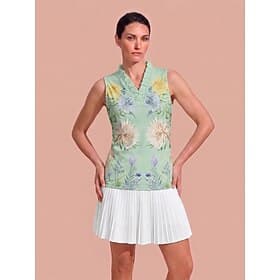 Women's Golf Polo Shirt Light Green Sleeveless Top Ladies Golf Attire Clothes Outfits Wear Apparel