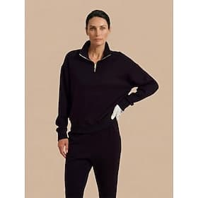 Women's Pullover Sweatshirt Black Ivory Dark Navy Long Sleeve Thermal Warm Top Fall Winter Ladies Clothes Outfits Wear Apparel