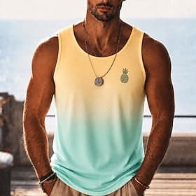 Per uomo Ananas Sfumatura Maglietta Maglietta smanicata Senza Maniche maglietta Stampa 3D Girocollo Scollo a Cucchiaio Camicia Hawaiano Casuale Quotidiano Feri