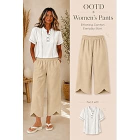 Women's Casual Pants Straight-Leg Trousers Elegant Vacation Casual Full Length High Waist Khaki Black White Dark Navy Summer Spring Fall