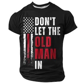 Men's Don't Let The Old Man In Graphic T Shirt American Flag Patriotic Distressed Regular Fit Black Designer Clothing Apparel S M L XL XXL XXXL