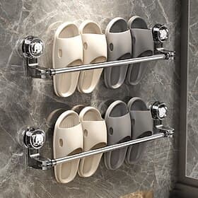Adjustable Suction Cup Towel Bar for Bathroom and Kitchen, No Drilling Stainless Steel Telescopic Towel Holder, 30-100cm Expandable Wall Mounted Towel Rack wit