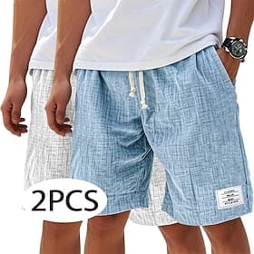 Voor heren Korte broek Zomer korte broeken Strandshorts Casual korte broek Trekkoord Elastische taille Effen Kleur Comfort Knielengte Dagelijks Buiten Streetwe thumbnail 2