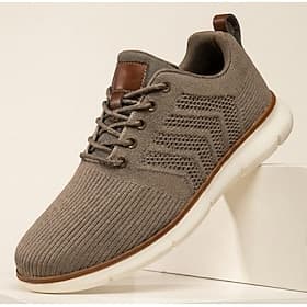Men's Taupe Knit Lace-Up Sneakers Lightweight Breathable Comfort Walking Shoes Casual Low Top Footwear for Daily Wear, Travel, Commuting and Relaxed Smart Casu