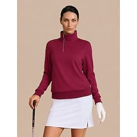 Mujer Sudadera con capucha Gris oscuro Negro Blanco Manga Larga Camiseta Ropa de golf para damas Ropa Trajes Ropa Ropa