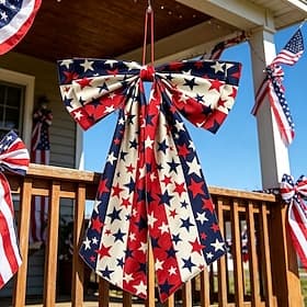 USA 250th Anniversary Bow Decoration Patriotic Hanging Bow Red White Blue 4th of July Door Wreath Bow for Front Door Porch Fence Yard Decor