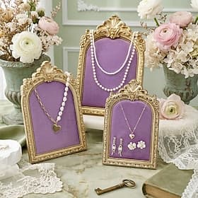 1PC, European-style Resin Material Golden Engraved Velvet Jewelry Display Stand, Suitable for Jewelry Storage and Display, As Well As Decoration Items for Dres thumbnail 2
