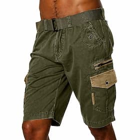 Men's Tactical Cargo Cargo Shorts Shorts Casual Shorts Pocket Elastic Waist Plain Knee Length Casual Outdoor Streetwear Fashion Streetwear Black Navy Blue Inel thumbnail 2