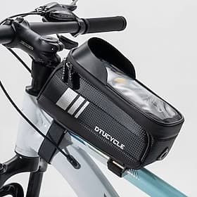 Bicycle Bag 7.0 Inch Phone Bag Waterproof Front Frame Cycling Bag Sensitive Touch Screen MTB Road Bike Bag Large capacity PU leather Waterproof Mobile Phone To