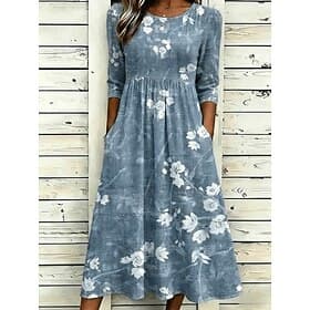 Per donna Abito Midi Abito a Tubino Vacanza Casual Boho Quotidiano Abito Estivo Abito Primaverile Vestibilità regolare Floreale Grafico Manica Corta Girocollo thumbnail 3
