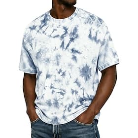 Men's Tie Dye 100 Cotton T Shirt Short Sleeve T shirt Crew Neck Shirt Vacation Daily Gym Street Blue Yellow Pink Spring  Summer Clothing Apparel S M L XL 2XL 3