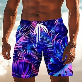 Voor heren Kokosnootboom Palmboom Tropische planten Lange zwembroeken Badpakken Zwembroeken Boardshorts Medium Taille Hawaii Dagelijks Strandvakantie Zijzakken