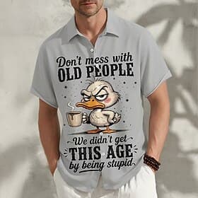Men's Duck Funny Slang Cartoon Animals Shirt Summer Shirt Button Up Shirt Short Sleeve Ironic Daily Outdoor Vacation Summer Spring Turndown 3D Print Collared S