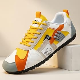 Men's Colorblock Low Top Sneakers, Lace-Up Casual Walking Shoes, Retro Sport Style for Travel, Outdoor, Daily Wear