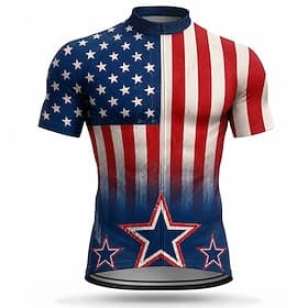 250° anniversario dell'America Per uomo Top sottomuta Maglia da Ciclismo Bandiera Americana Manica Corta Bicicletta Maglia Top con 3 tasche posteriori Resisten