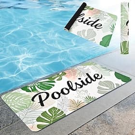 Zwembadmat 24x48 inch, antislip vloermat voor zwembad of terras, zitmatten voor bij het zwembad met rubberen achterkant, zomerse deurmat voor buiten, terras, s thumbnail 2
