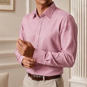 Men's Shirt Linen Modal Blend Business Shirt Pink