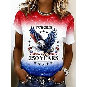 Amerikaanse onafhankelijkheidsdag Dames T-shirt Afdrukken Grafisch Amerikaanse vlag Vintage Modieus Casual Korte mouw Strakke ronde hals Normale tops Casual Da thumbnail 12