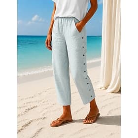 Women's Chinos Summer Pants Harem Pants Streetwear Casual Full Length Medium Waist Striped Pocket Elastic Waistband Comfy Comfort Micro-elastic Daily Home Outd