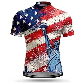 250° anniversario dell'America Per uomo Top sottomuta Maglia da Ciclismo Bandiera Americana Manica Corta Bicicletta Maglia Top con 3 tasche posteriori Resisten thumbnail 3