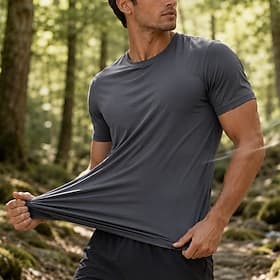 Voor heren T-shirt Korte mouw Strakke ronde hals Zomer Lente Effen Casual Sportschoenen Snel Drogend Slank Casual Dagelijks Sport Licht Blauw Zwart Wit Top T-s thumbnail 5