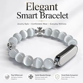 Elegantes Smart-Armband für Damen, Fitness-Tracker im Schmuckstil mit perlmuttweißem Perlenmuster, stilvoller Aktivitätstracker für das tägliche Wohlbefinden,