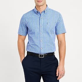 Men's Shirt Dress Shirt Button Down Shirt Plaid Casual Daily Blue Black Red Navy Blue Short Sleeve Turndown Summer Clothing Apparel Classic
