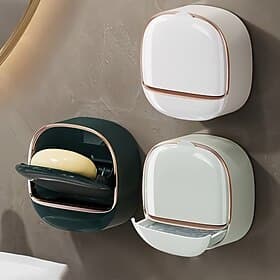 Punch-Free Wall Mount Soap Dish Holder, Cream Style High-End Drip-Dry Soap Storage Box, No Drilling Bathroom Shelf, Multifunctional Household Storage Container