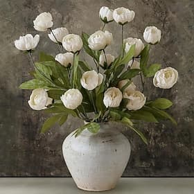 6 Pcs Faux Peony Stems Flowers Bulk Vintage Artificial Silk Peonies Stems Real Look Fake Peonies Branch for Vase Filler DIY Bouquet Centerpiece Home Indoor Out