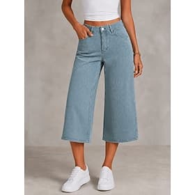 Dames Capri broeken Jeans BreedBeen Chinese Modieus Capris Hoge taille Comfortabel Zwart Lichtblauw Grijs Zomer Lente thumbnail 2