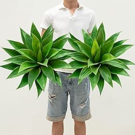 2 Pcs Large 18-Leaf Artificial Agave Plant, Realistic Fake Tropical Greenery for Indoor/Outdoor Decor, Perfect for Home, Office, Garden, Balcony, Spring And Su