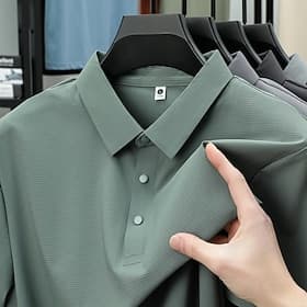 Men's Waffle Polo Shirts Textured Casual Street Lapel Short Sleeve Basic Modern Plain Cooling Ice Silk Summer Spring Blue Lake blue Black White Royal Blue Gree
