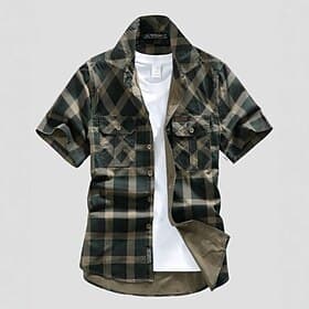 Men's Cargo Shirt Outdoor Shirt Hiking Shirt Short Sleeve Turndown Short Sleeve Shirt Top Outdoor Wear Resistance Moisture Wicking Breathable Summer Spring Cot