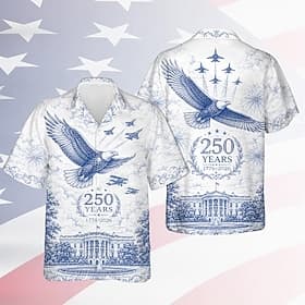 4 juli 2026 250e Voor heren Adelaar Amerikaanse vlag Overhemd Zomer overhemd Overhemd met knopen Korte mouw Vaderlandslievend Dagelijks Streetwear Zomer Lente