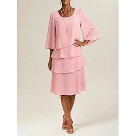Women's Midi Dress Chiffon Dress Cocktail Dress Wedding Guest Dress Elegant Fashion Modern Daily Outdoor Vacation Regular Fit Plain Long Sleeve Crew Neck Black thumbnail 2