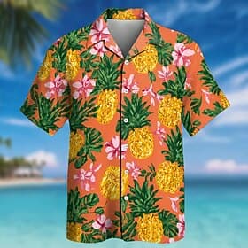 Voor heren Bloemig Kokospalm Tropische planten Hawaiiaans overhemd Tropische shirts Aloha-shirt Korte mouw Hawaii Dagelijks Strandvakantie Zomer Lente Strijkij thumbnail 2