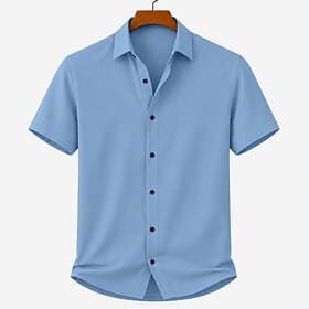 Men Shirt Casual Shirt Button Up Shirt Black White Yellow Pink Red Short Sleeve Solid Color Plain Shirt Collar Casual Daily Plain Clothing Apparel Elegant Fash