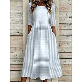 Per donna Abito Midi Abito a Tubino Vacanza Casual Boho Quotidiano Abito Estivo Abito Primaverile Vestibilità regolare Floreale Grafico Manica Corta Girocollo thumbnail 6