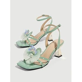Women's Mint Green High Heel Sandals – Floral Heel Shoes for Resort Dinners, Beach Parties and Summer Vacations