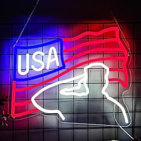 U.S. 250th Anniversary 4th of July LED Neon Sign, Patriotic American Flag  Military Star Wall Light, USB Powered Dimmable Independence Day Decor, Indoor Wall L