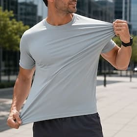 Voor heren T-shirt Korte mouw Strakke ronde hals Zomer Lente Effen Casual Sportschoenen Snel Drogend Slank Casual Dagelijks Sport Licht Blauw Zwart Wit Top T-s thumbnail 4