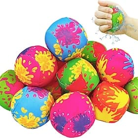 20 Pack Reusable Water Balloons, Absorbent Soaker Balls for Kids, Soft Fabric Splash Balls for Summer Water Games, Pool Party Backyard Outdoor Water Fight Toys