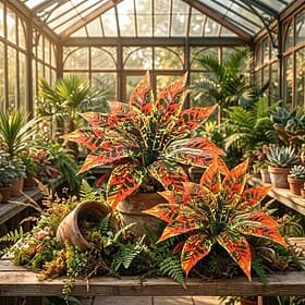 2Pcs Artificial Color-Changing Dragon Blood Tree Plants with Realistic Orange-Red Spotted Leaves, Suitable for Indoor/Outdoor Decor, Standing Plastic Foliage f