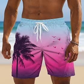 Herren Kokospalme Tropische Pflanzen Badehosen Badeanzüge Badeshorts Boardshorts Mittlere Taille Hawaiianisch Täglich Strandurlaub Seitentaschen Netzfutter Ela thumbnail 2