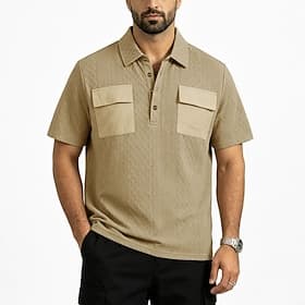 Herren Poloshirts Lässig Geschäft Revers Kurzarm Basic Modern Einfach Leicht Knöpfe Sommer Frühling Schwarz Weiß Marineblau Khaki Armeegrün Poloshirts