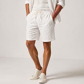 Men's Linen Striped Shorts for Summer Vacation