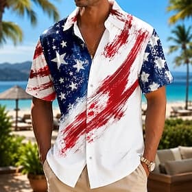 4 juli 2026 250e Voor heren Amerikaanse vlag Overhemd Zomer overhemd Korte mouw Vaderlandslievend Dagelijks Streetwear Zomer Lente Strijkijzer 3D-afdrukken Voo thumbnail 6